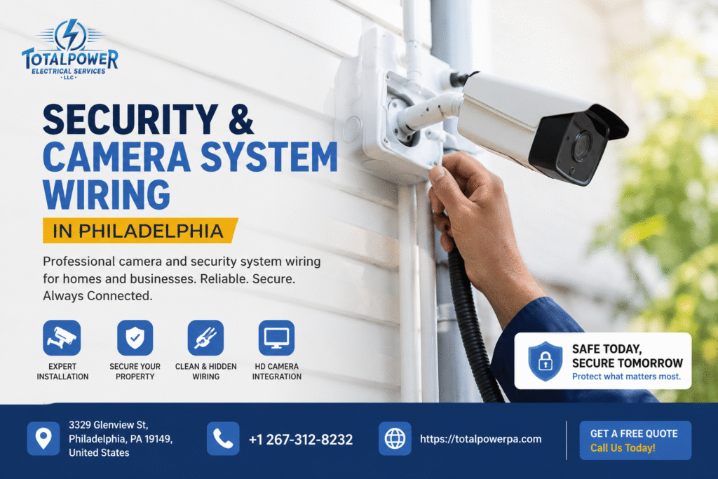 Security and Camera System Wiring in Philadelphia TotalPower Electrical Services LLC